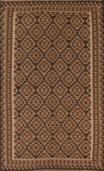 Brown Wool Kilim Oriental Area Rug 7x10