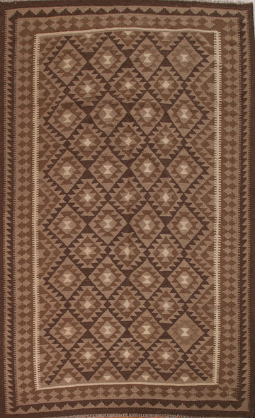 Brown Wool Kilim Area Rug 7x10