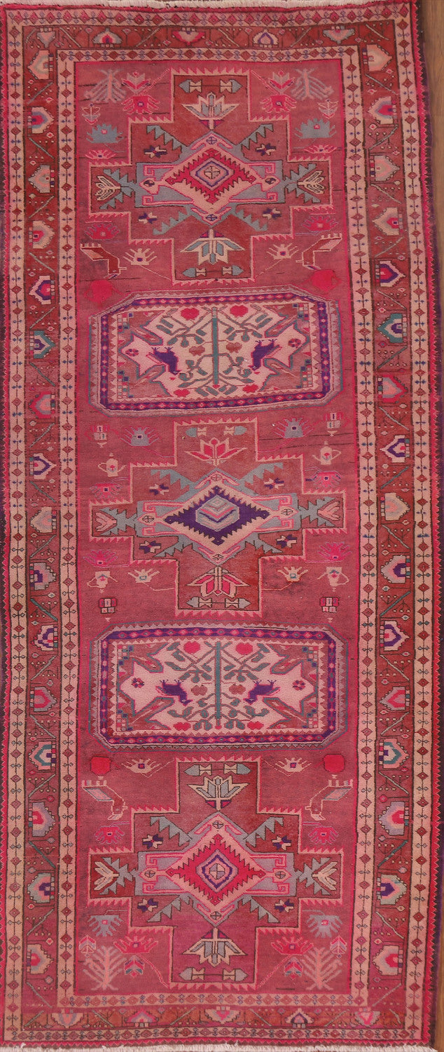 Vintage Ardebil Persian Pink Runner Rug 5x11
