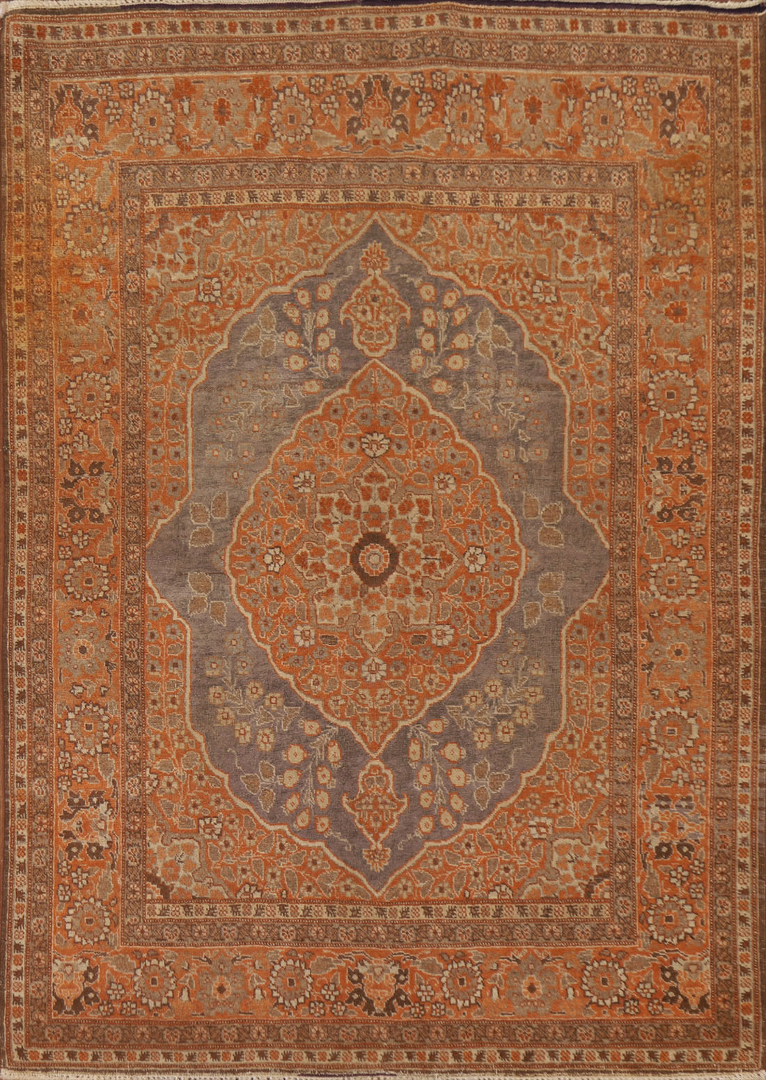 Pre-1900 Antique Vegetable Dye Tabriz Haj Jalili Persian Rug 4x6