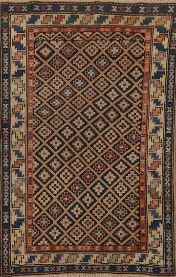 Pre-1900 Antique Vegetable Dye Shirvan Oriental Area Rug 3x5