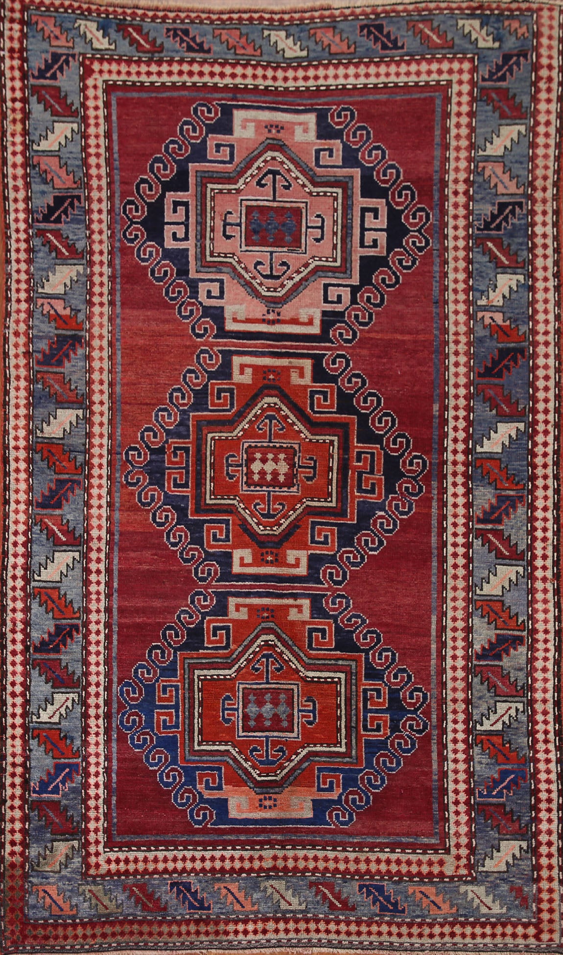 Pre-1900 Antique Vegetable Dye Kazak Oriental Area Rug 5x7