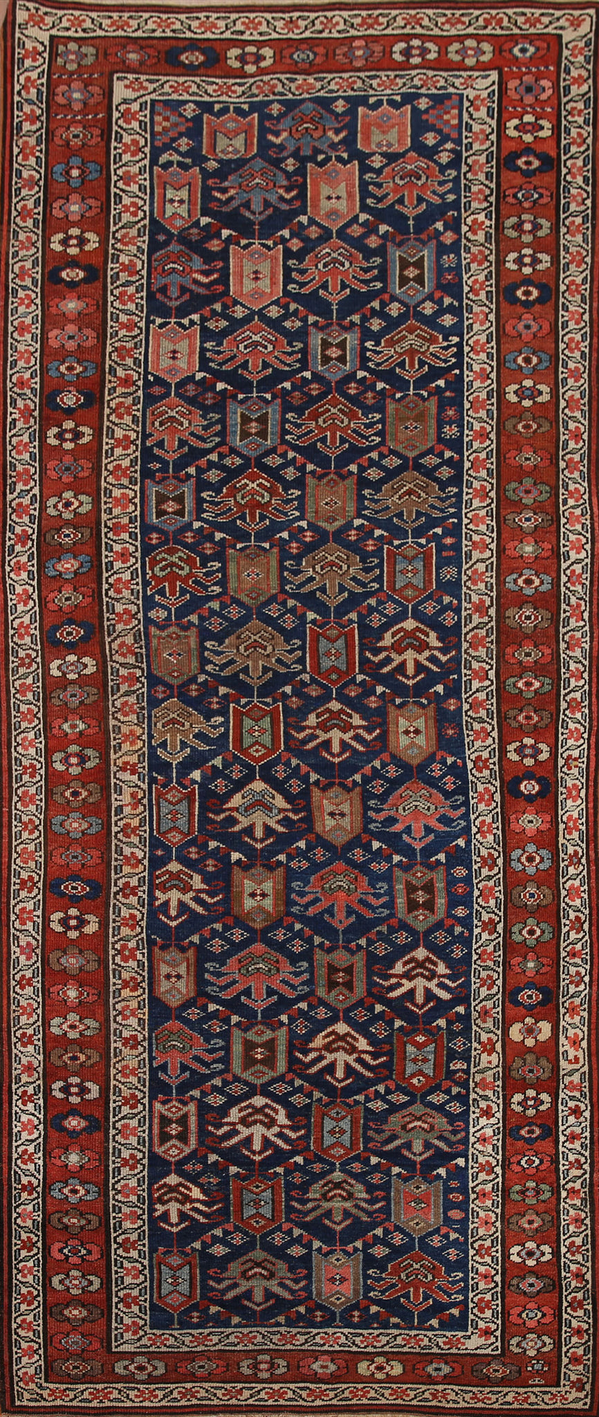 Pre-1900 Antique Kazak Oriental Runner Rug 4x9