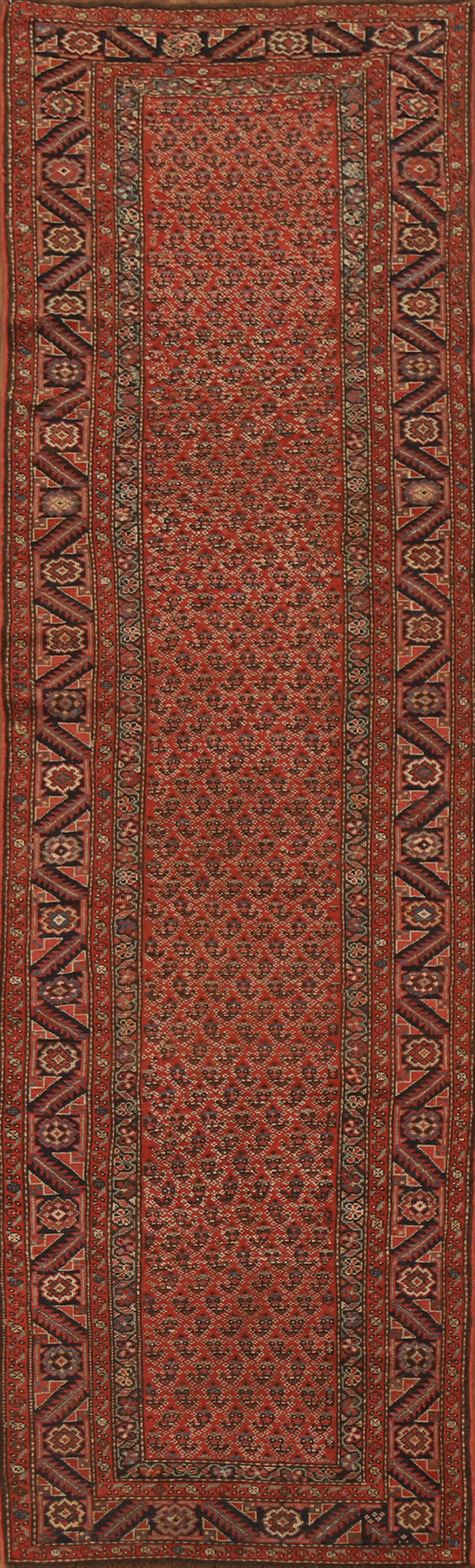 Pre-1900 Antique Vegetable Dye Sultanabad Persian Runner Rug 3x12