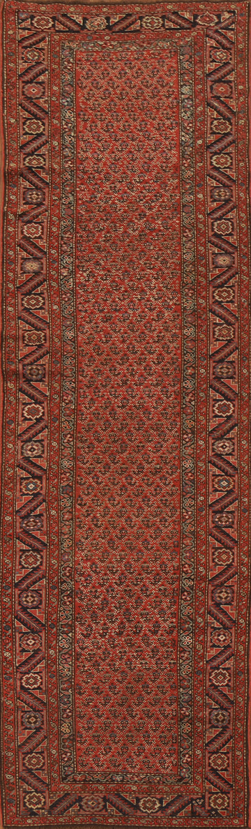 Pre-1900 Antique Vegetable Dye Sultanabad Persian Runner Rug 3x12