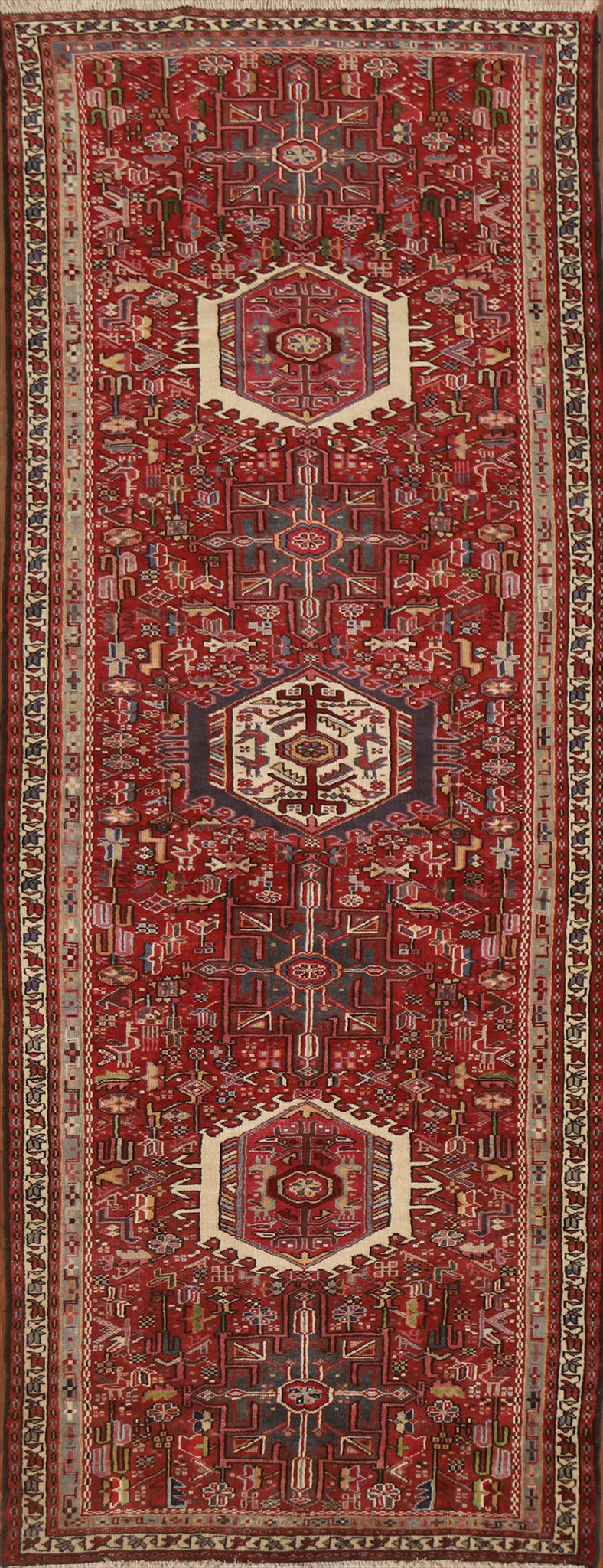 100% Vegetable Dye Gharajeh Persian Runner Rug 4x10