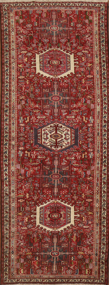 100% Vegetable Dye Gharajeh Persian Runner Rug 4x10
