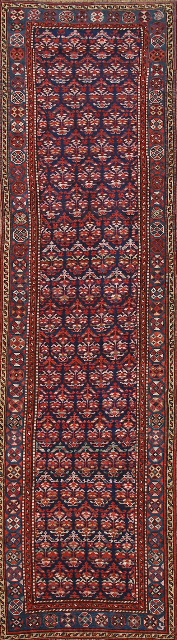 Pre-1900 Antique Vegetable Dye Karabagh Runner Rug 3x13