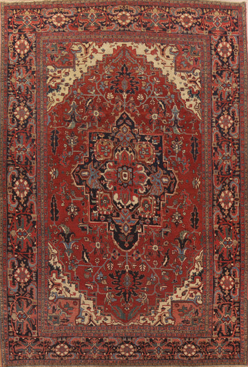 Pre-1900 Antique Vegetable Dye Heriz Serapi Persian Rug 11x13