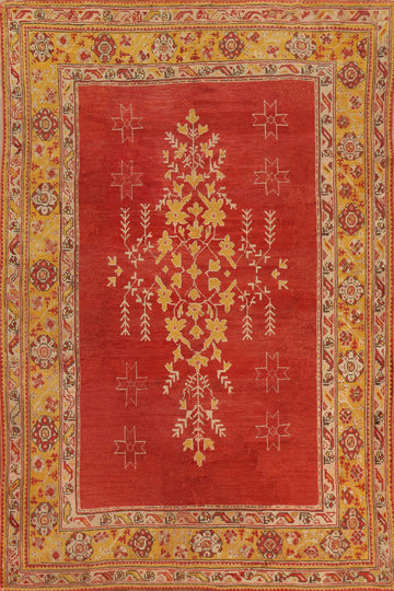 Pre-1900 Antique Vegetable Dye Oushak Turkish Area Rug 9x11