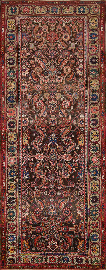 Pre-1900 Antique Vegetable Dye Bakhtiari Persian Runner Rug 3x9