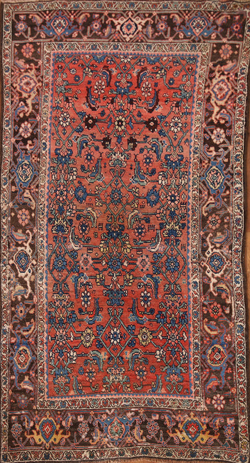 Pre-1900 Antique Vegetable Dye Bidjar Halvaie Persian Rug 4x7