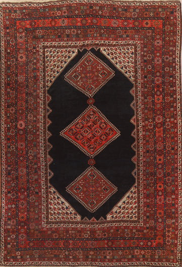 Pre-1900 Antique Vegetable Dye Ghashghaie Persian Area Rug 10x13