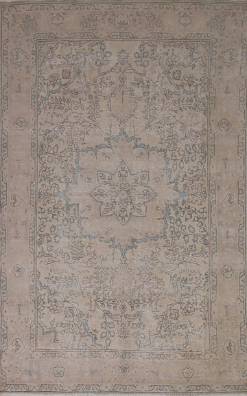 Distressed Muted Tabriz Persian Area Rug 6x9