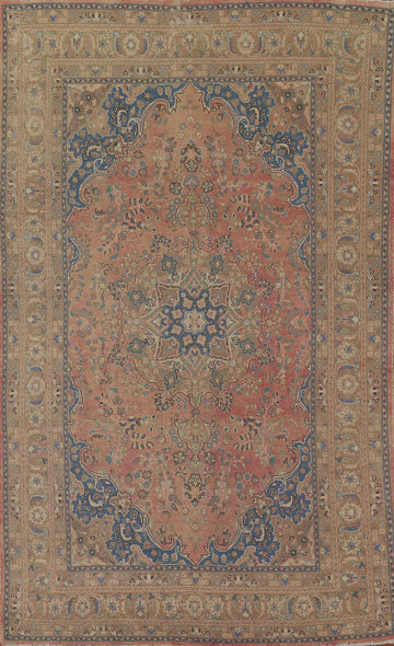 Distressed Vintage Mashad Persian Area Rug 6x10