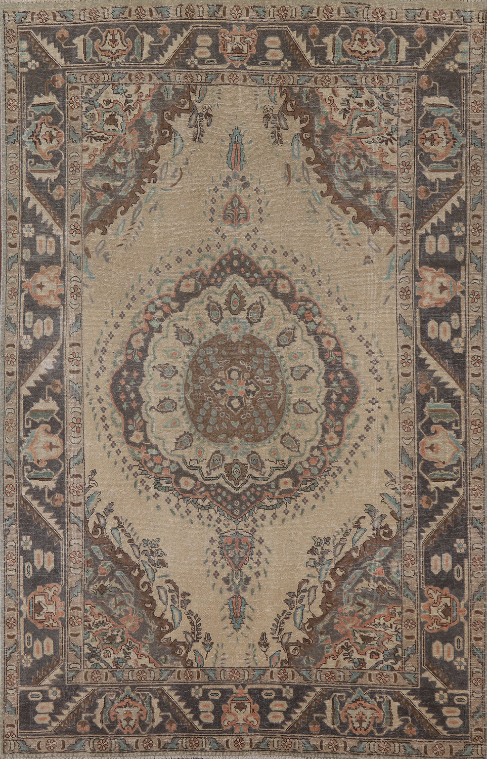 Distressed Wool Tabriz Persian Area Rug 6x9