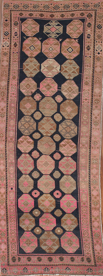 Navy Blue/ Pink Antique Lori Persian Runner Rug 4x12
