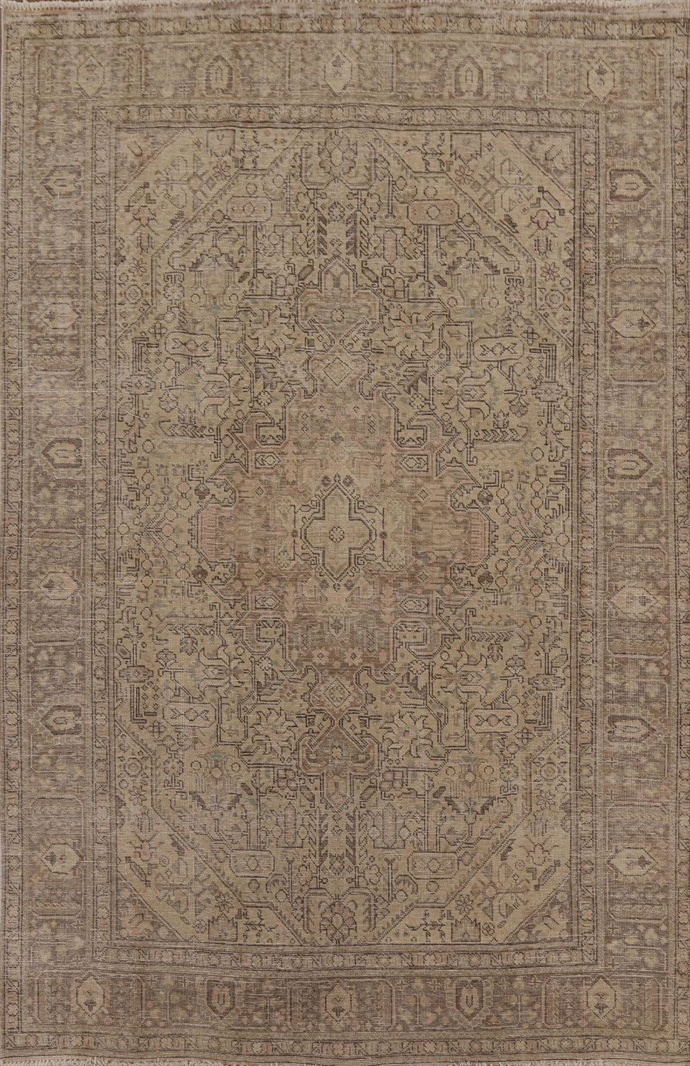Geometric Wool Tabriz Persian Area Rug 7x9