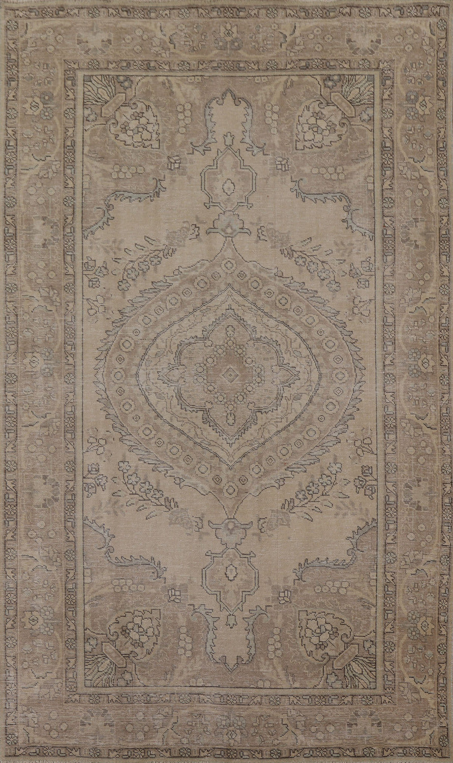 Distressed Muted Tabriz Persian Area Rug 6x10