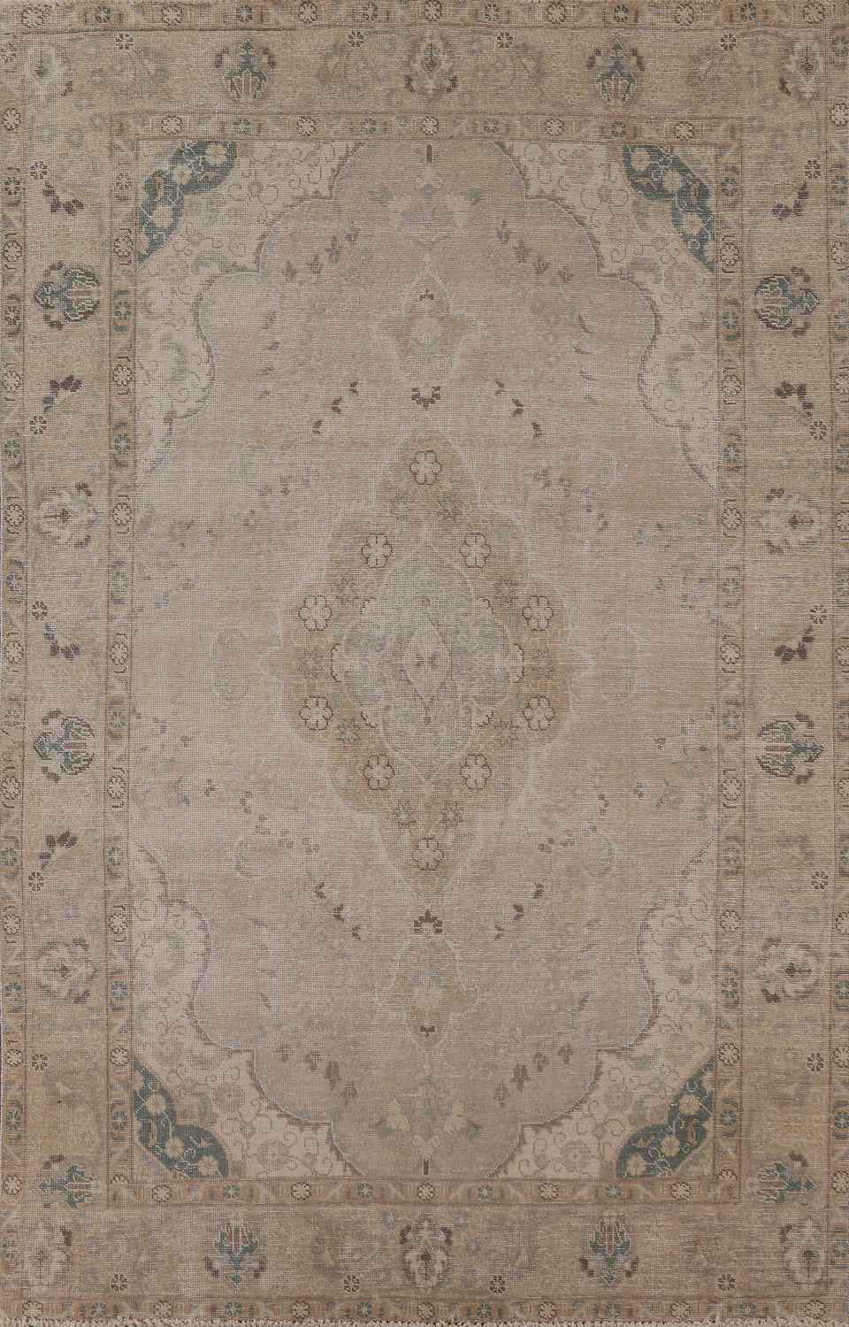 Vintage Distressed Tabriz Persian Area Rug 6x9