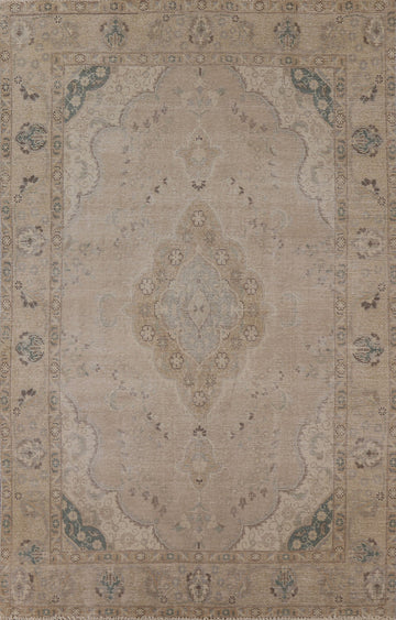 Vintage Distressed Tabriz Persian Area Rug 6x9