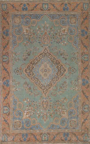 Turquoise Green Tabriz Persian Area Rug 8x11