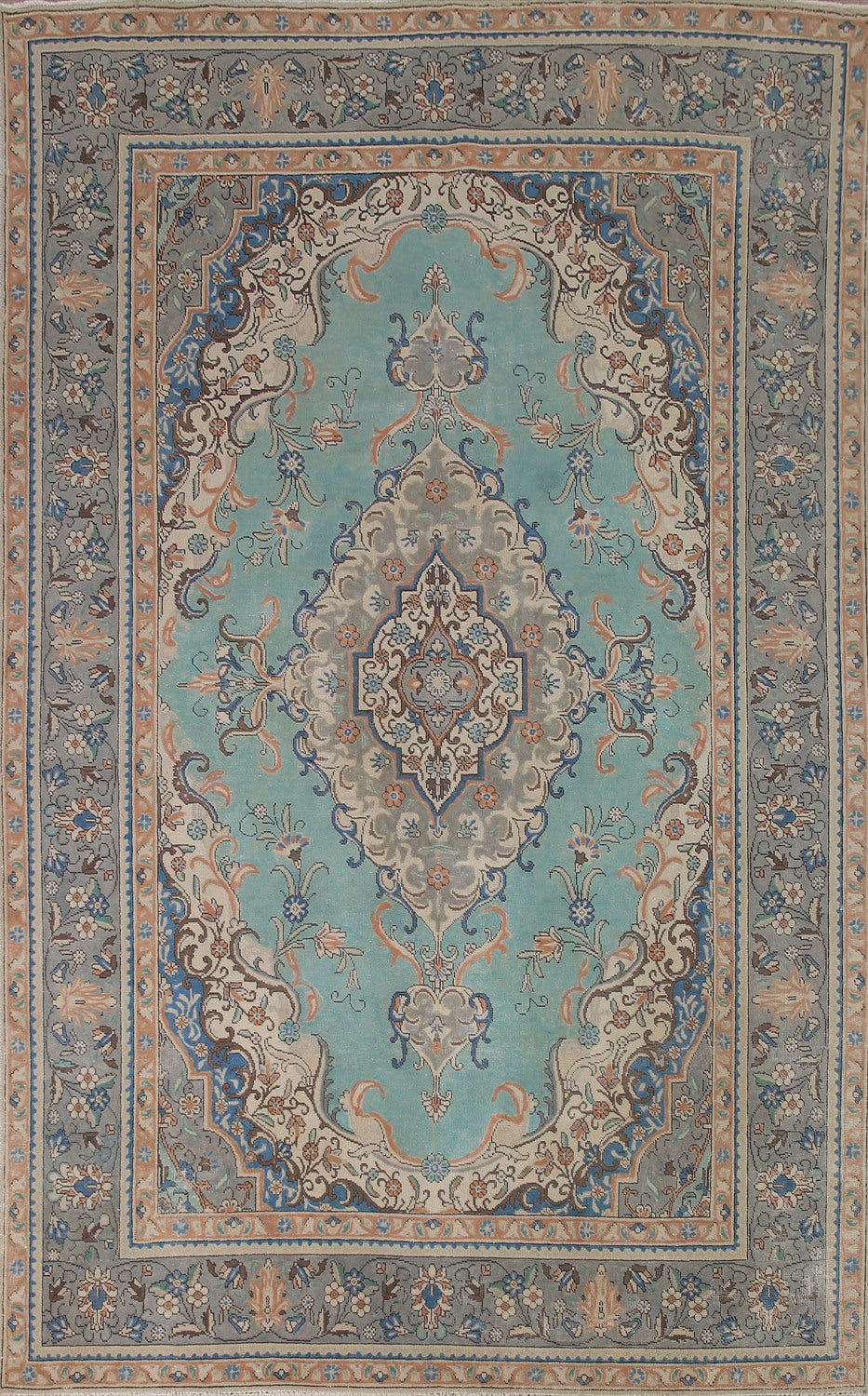 Turquoise Tabriz Persian Area Rug 7x10