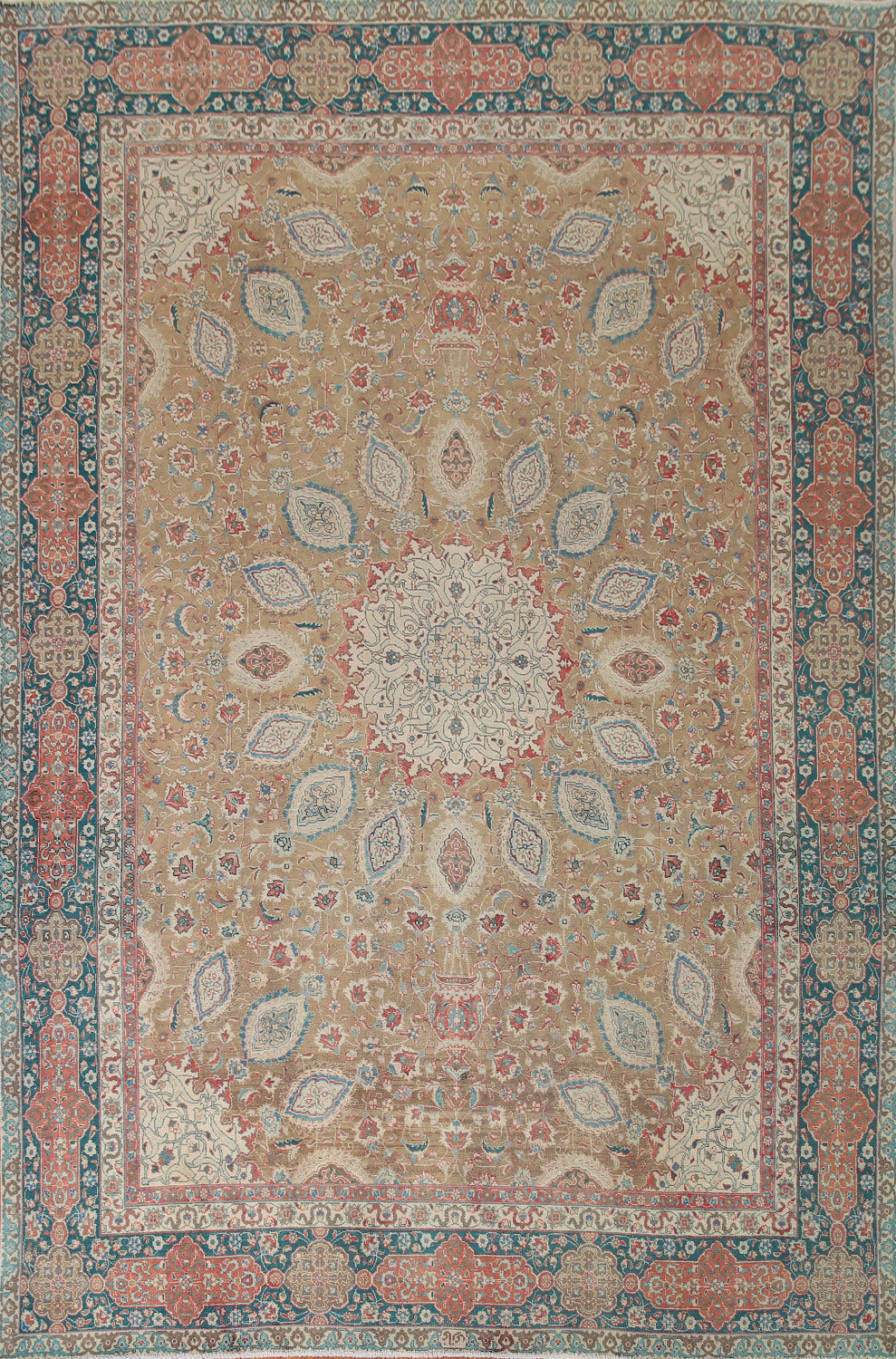 Signed Vegetable Dye Tabriz Persian Area Rug 10x13
