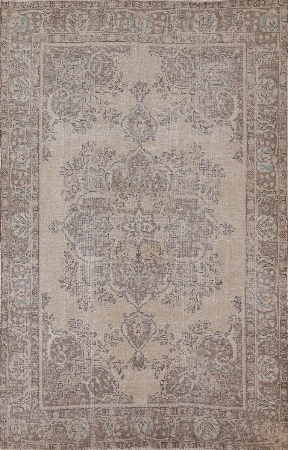 Geometric Wool Tabriz Persian Area Rug 6x10