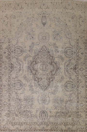 Distressed Wool Tabriz Persian Area Rug 9x12
