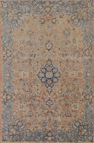 Distressed Kashan Persian Area Rug 6x9