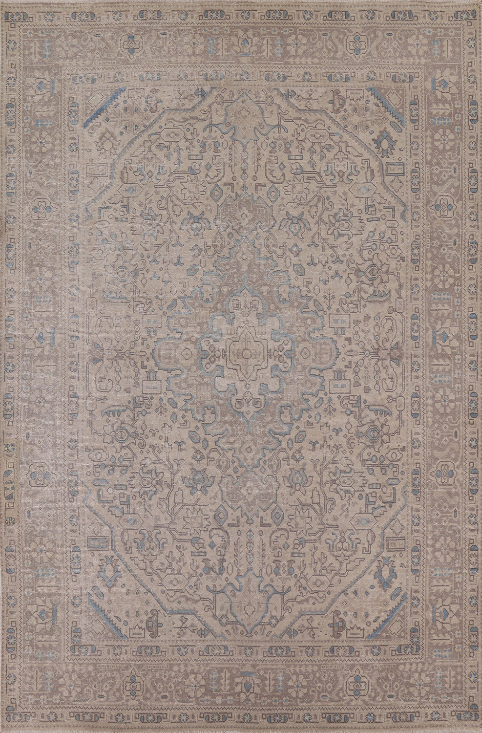 Distressed Wool Tabriz Persian Area Rug 7x10
