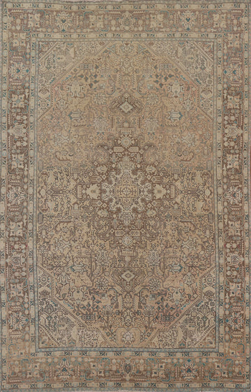 Geometric Tabriz Distressed Persian Rug 7x9