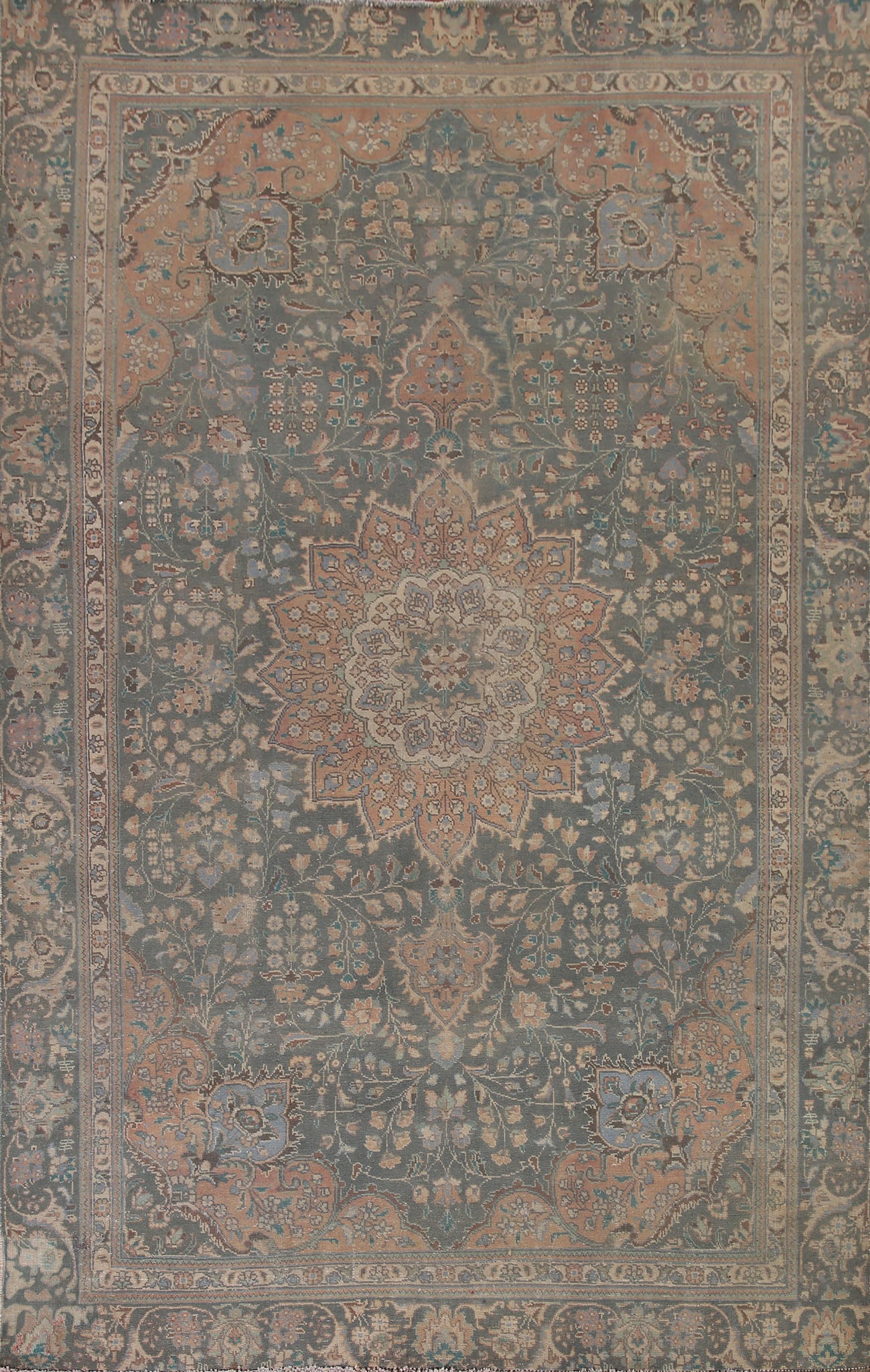 Green Wool Tabriz Persian Area Rug 6x9