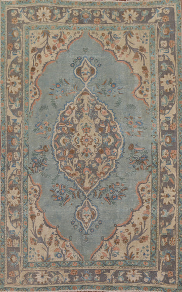 Light Blue Over-Dyed Tabriz Persian Area Rug 6x10
