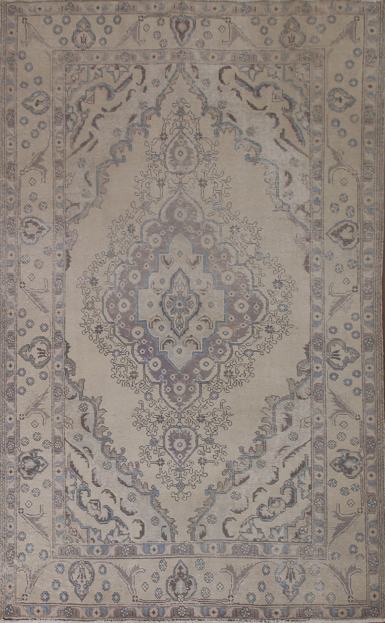 Distressed Muted Tabriz Persian Area Rug 7x10