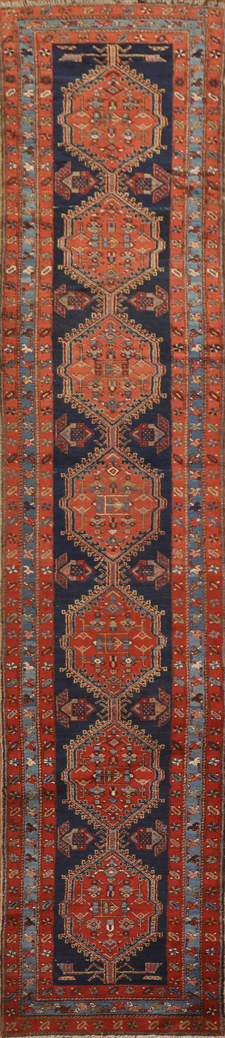 Antique Vegetable Dye Heriz Serapi Persian Rug 3x16