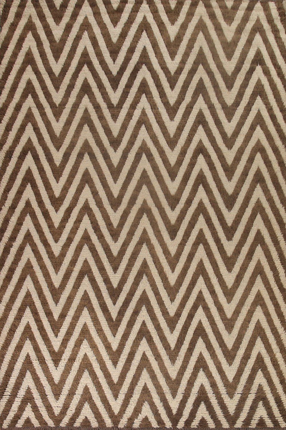 Ivory/ Brown Moroccan Shaggy Wool Area Rug 9x12