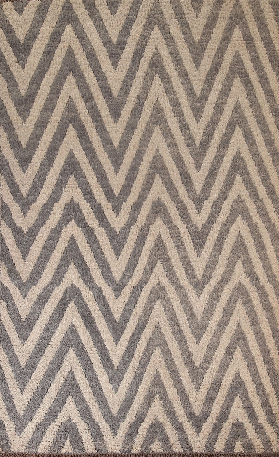 Geometric Moroccan Shaggy Wool Area Rug 6x8