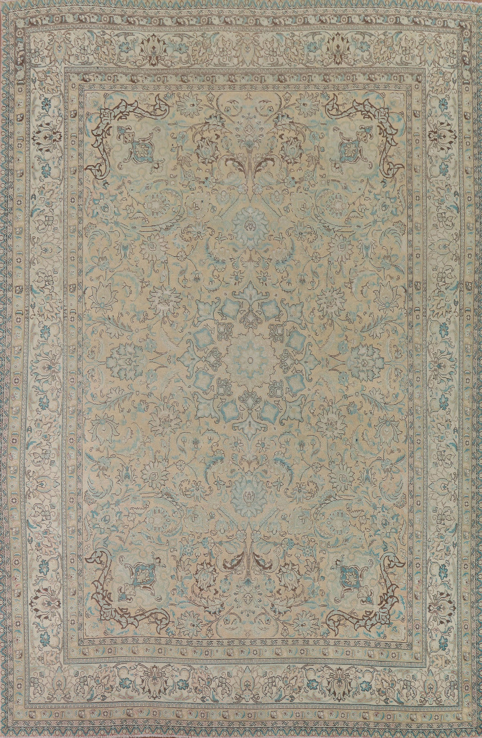 Muted Distressed Tabriz Persian Area Rug 10x12