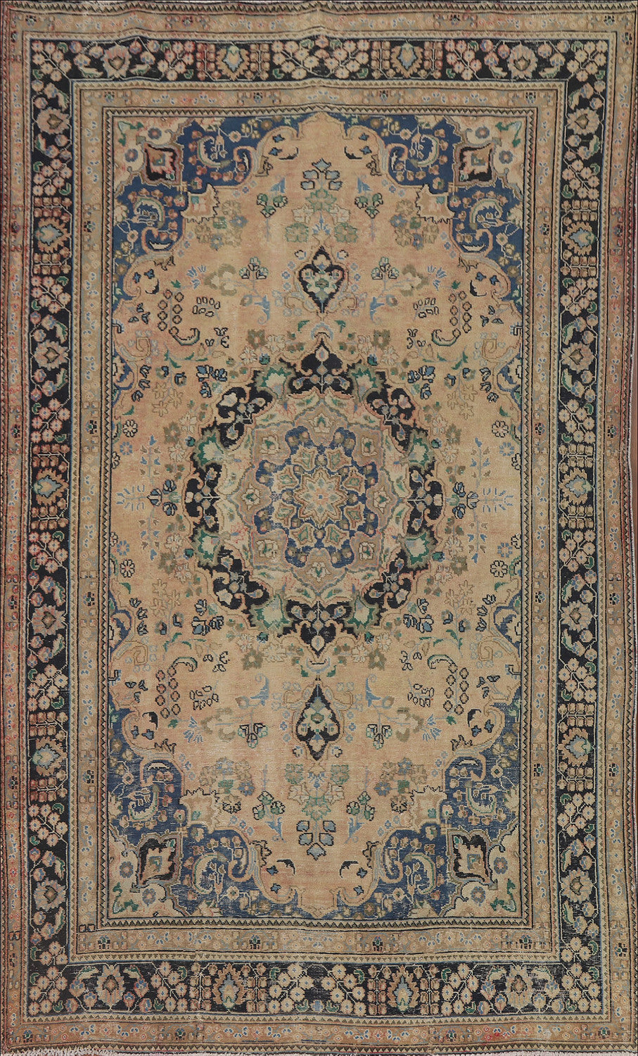 Distressed Mashad Persian Area Rug 6x9