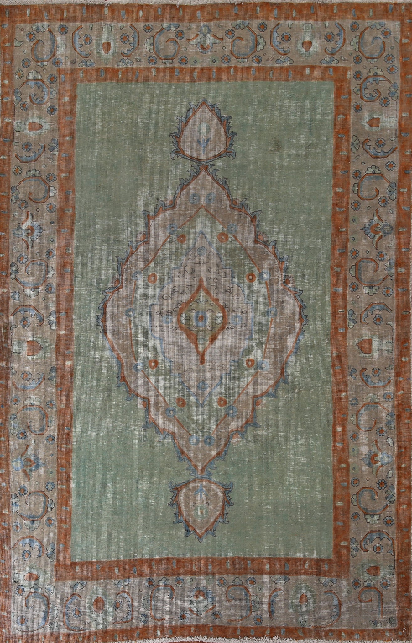 Green Wool Tabriz Persian Area Rug 6x9