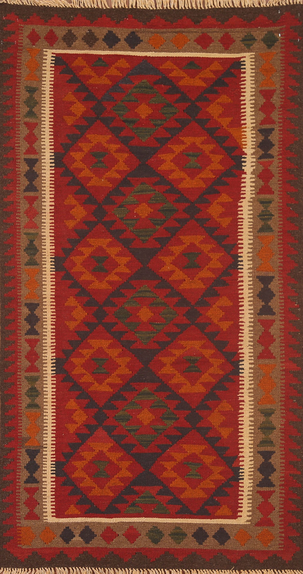 Kilim Reversible Wool Area Rug 3x6