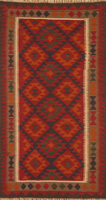 Kilim Reversible Wool Area Rug 3x6