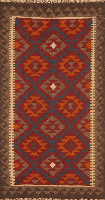 Reversible Wool Kilim Oriental Runner Rug 3x7