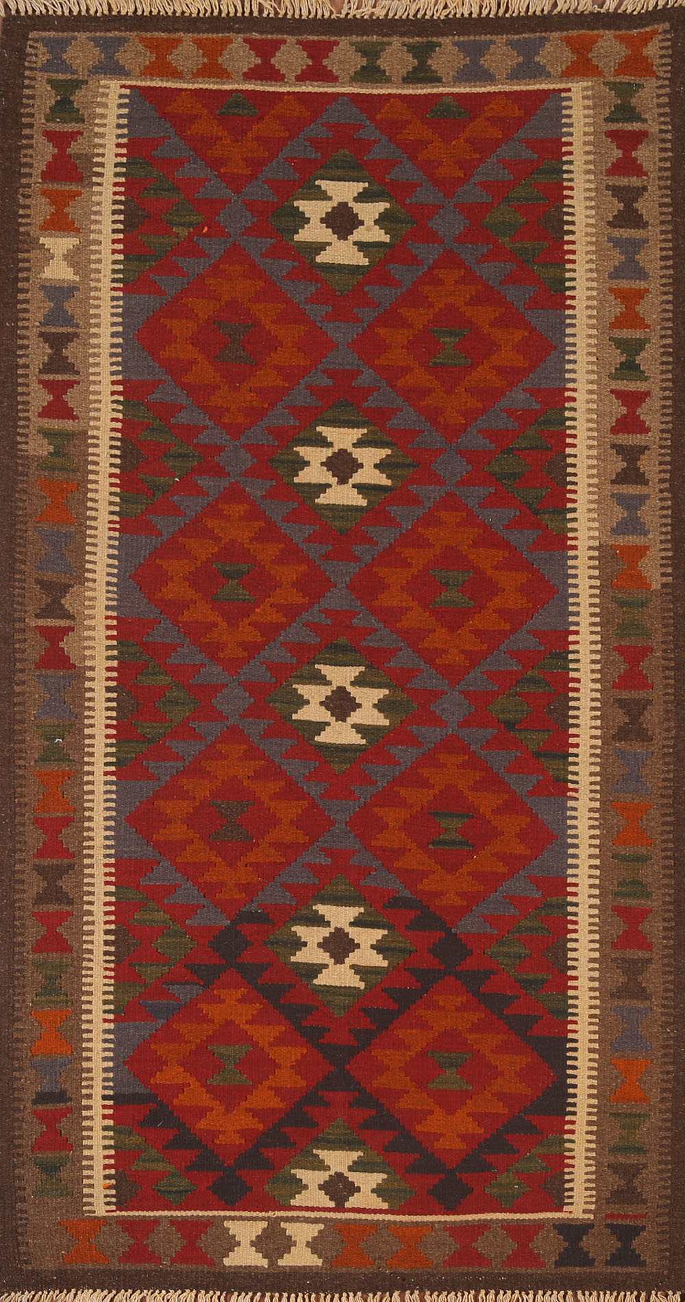 Reversible Wool Kilim Runner Rug 3x7