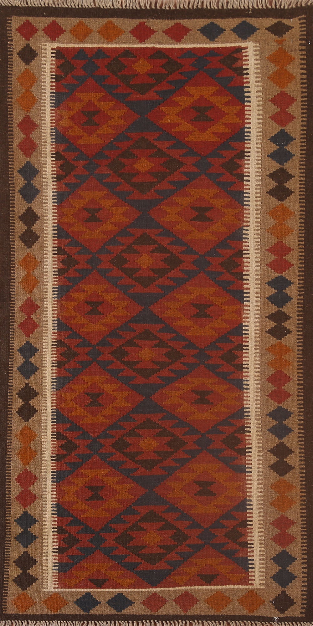 Reversible Wool Kilim Oriental Area Rug 3x6