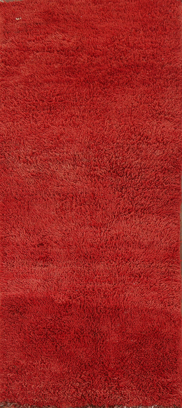 Red Plush Moroccan Oriental Runner Rug 4x9