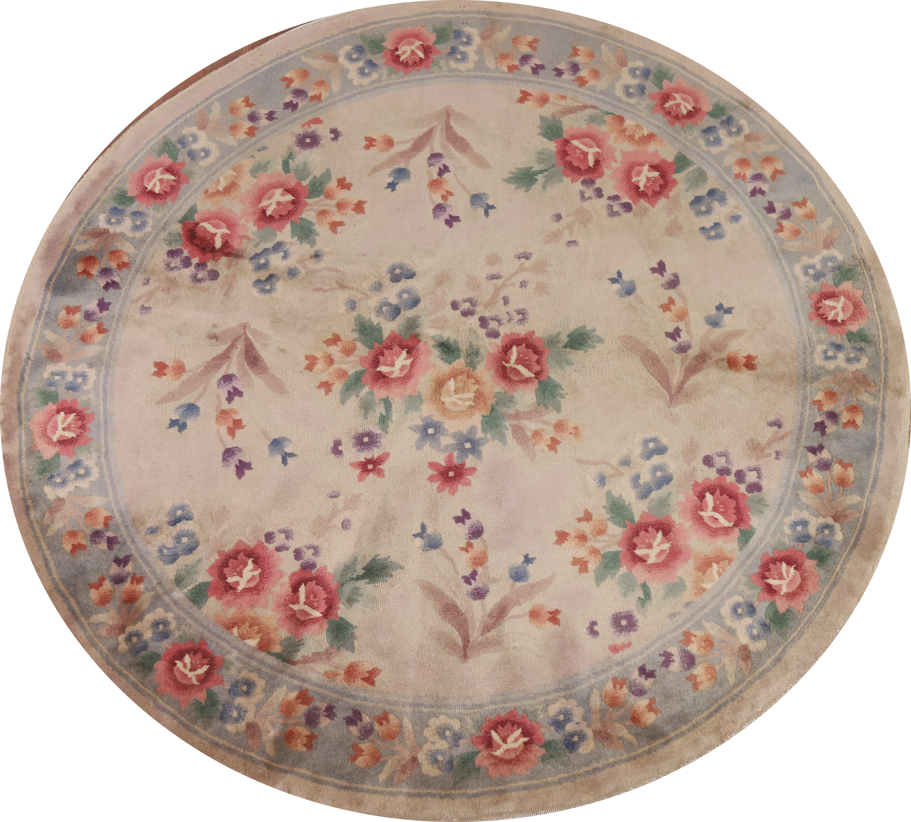 Vegetable Dye Art Deco Chinese Round Area Rug 6x6
