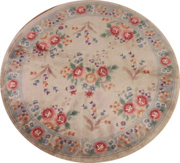 Vegetable Dye Art Deco Chinese Round Area Rug 6x6
